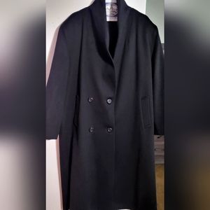 Mens Long sleeve Trench black  coat no size tag but fits like a 2X